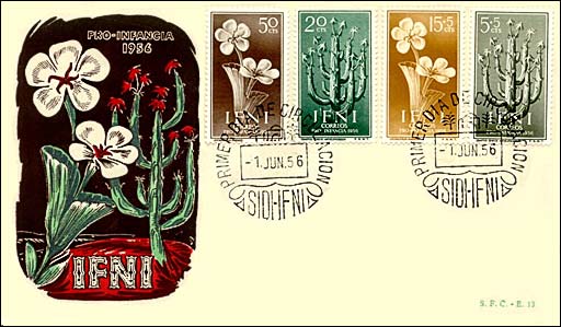 Ifni, 1956. Flora. Sc. 78-79, B26-26. FDC June 1, Sidi Ifni.