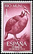 Rio Muni, 1964. Stamp Day. Helmer Guinea Fowl. Sc. 45.
