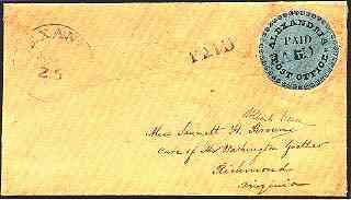 USA 1846. Alexandria Post Office Provisional Issue Envelope